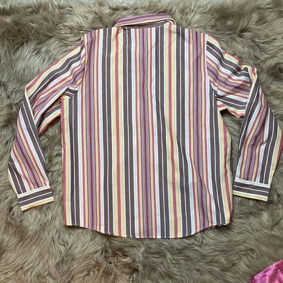 Blair Two Piece Set Long Sleeve Button Down Striped Pajama Top & Satin Bottoms - Picture 3 of 10